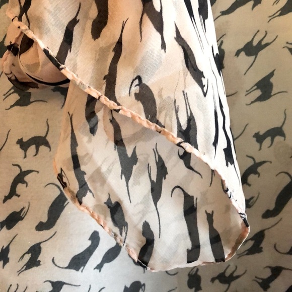 Retro black cat and pink chiffon 64” long scarf! - Picture 3 of 3